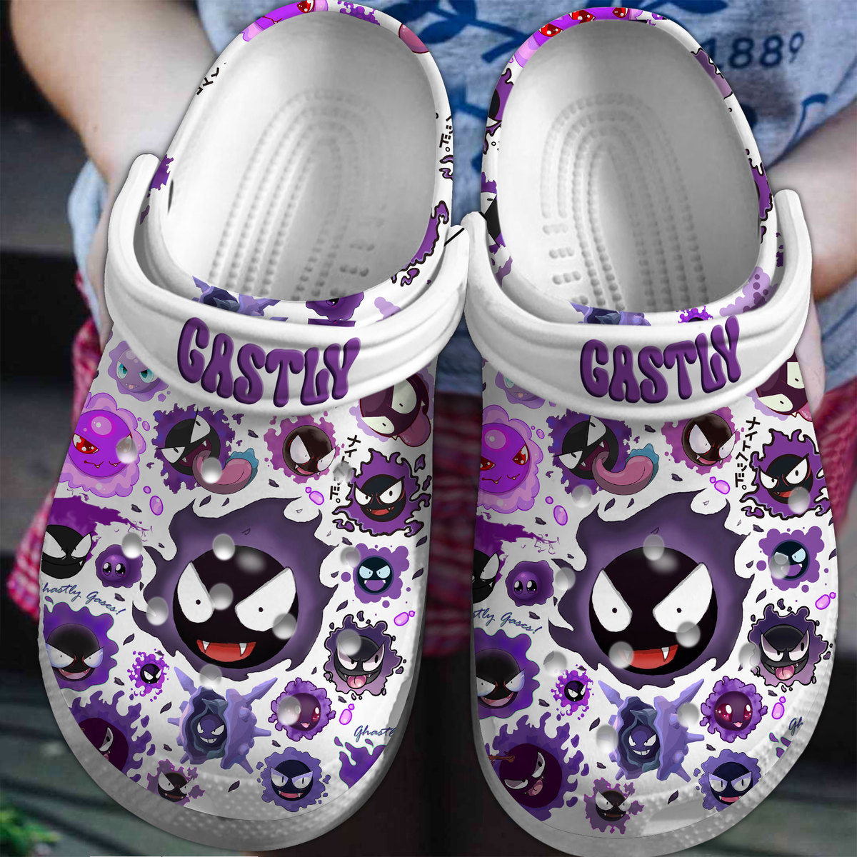 Pokemon Gastly Cartoon, Pokemon Gastly Cartoon Crocs Clogs Comfortable For Men Women And Kids