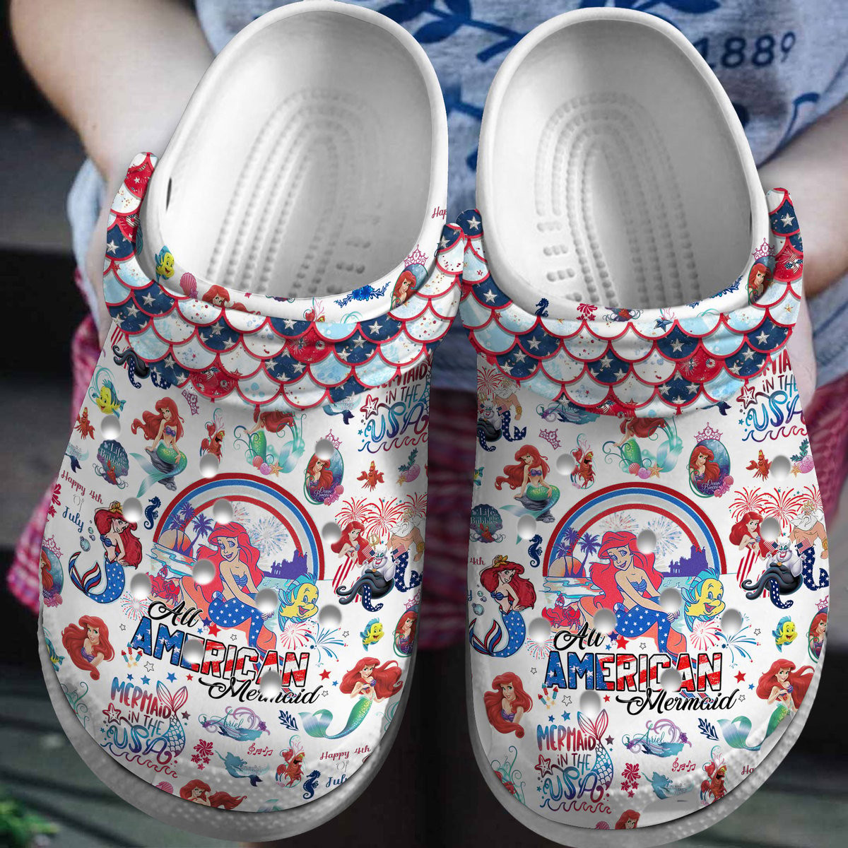 The Little Mermaid Cartoon, The Little Mermaid Crocs Clogs Comfortable For Men Women And Kids 42