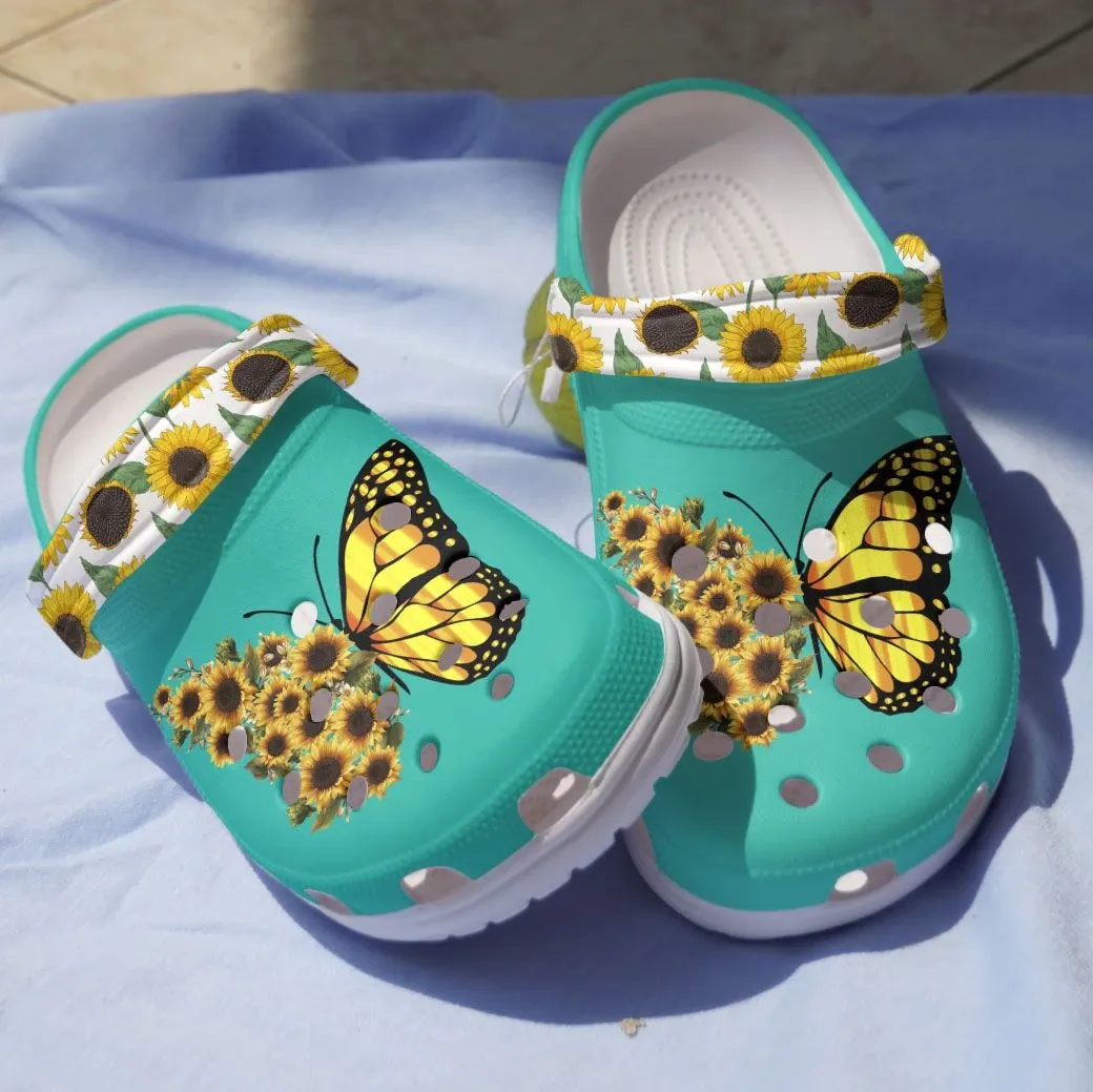 Butterfly Crocs Whitesole Sunflower Butterfly Classic, Butterfly Crocs For Men Women And Kids