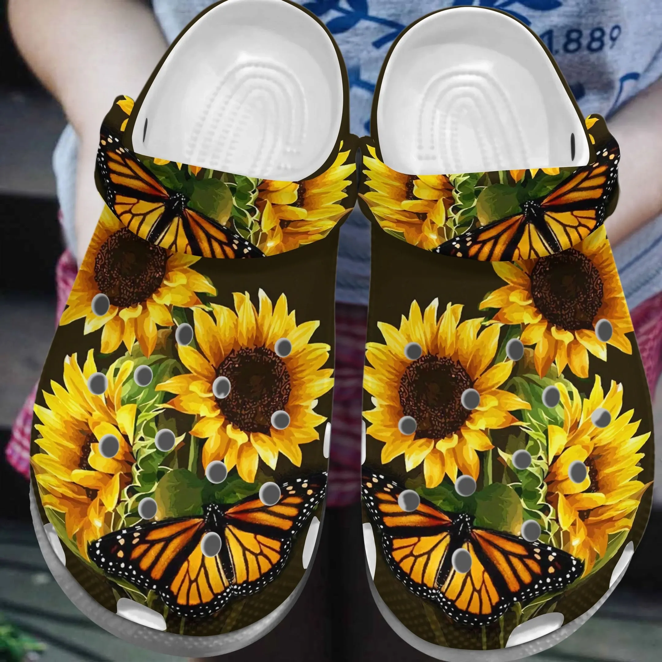 Butterfly Crocs Butterfly Sunflower Classic, Butterfly Butterfly Crocs For Men Women And Kids