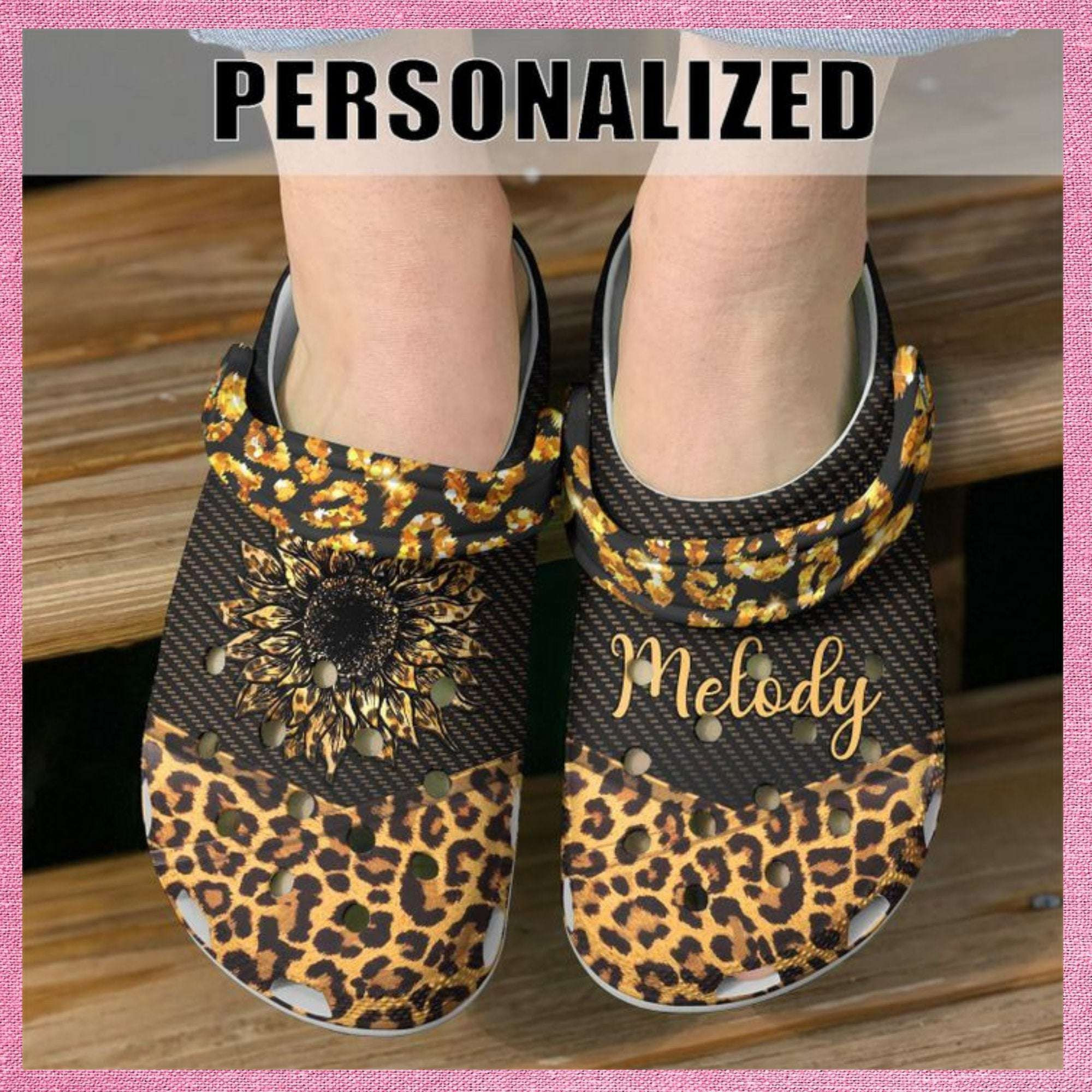 Cheetah Personalized Sunflower Classic, Cheetah Sunflower Classic Crocs For Men Women And Kids 45