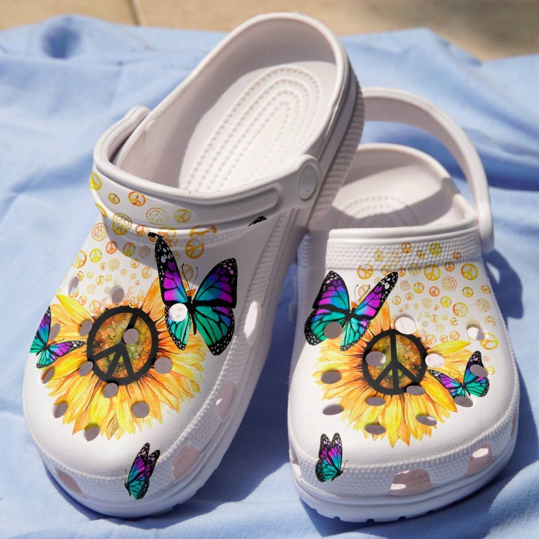 Hippie Crocs Hippie And Butterfly Classic, Hippie Hippie Crocs Crocs Comfortable For Men Women And Kids