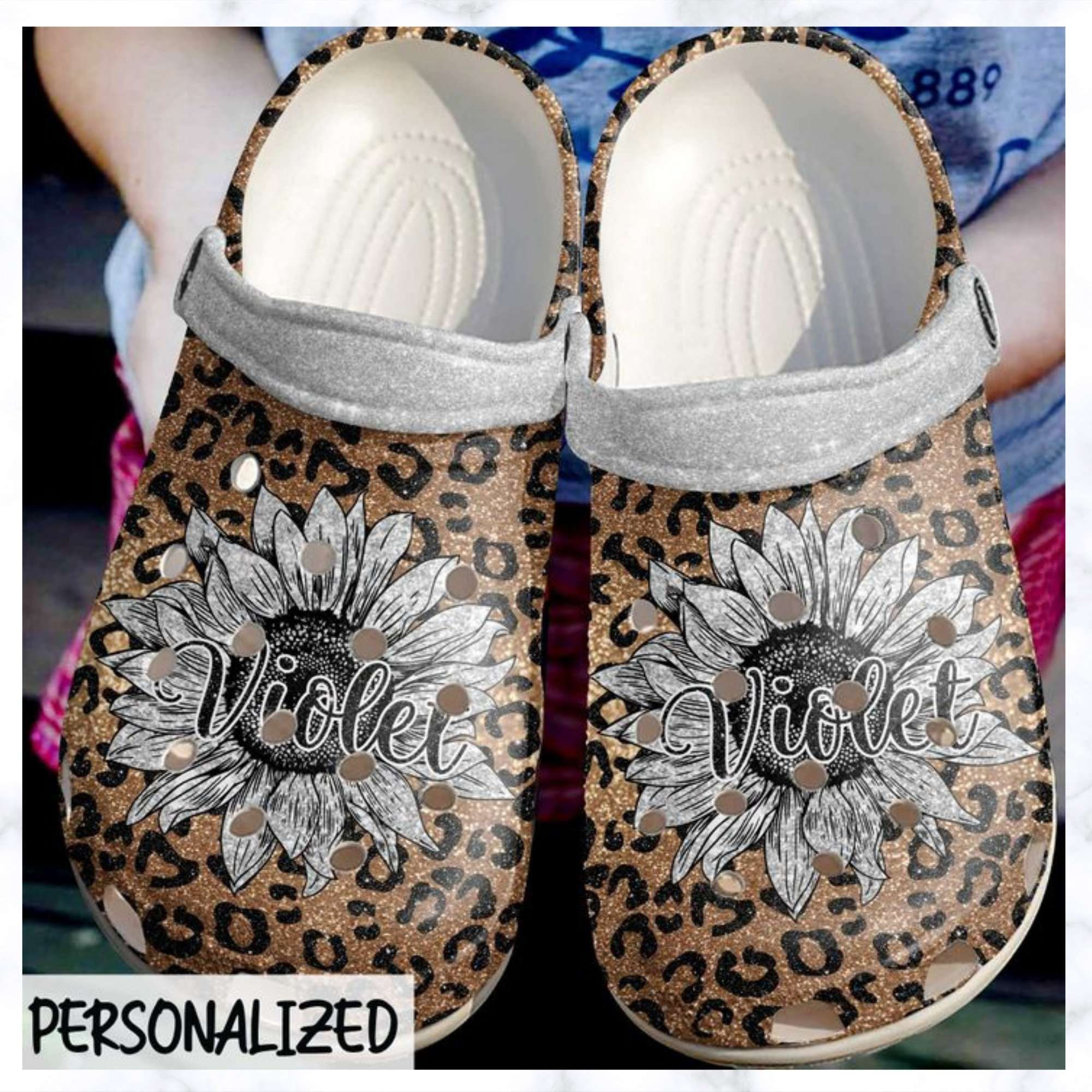 Cheetah Personalized Sunflower Classic, Cheetah Sunflower Classic Crocs For Men Women And Kids 57