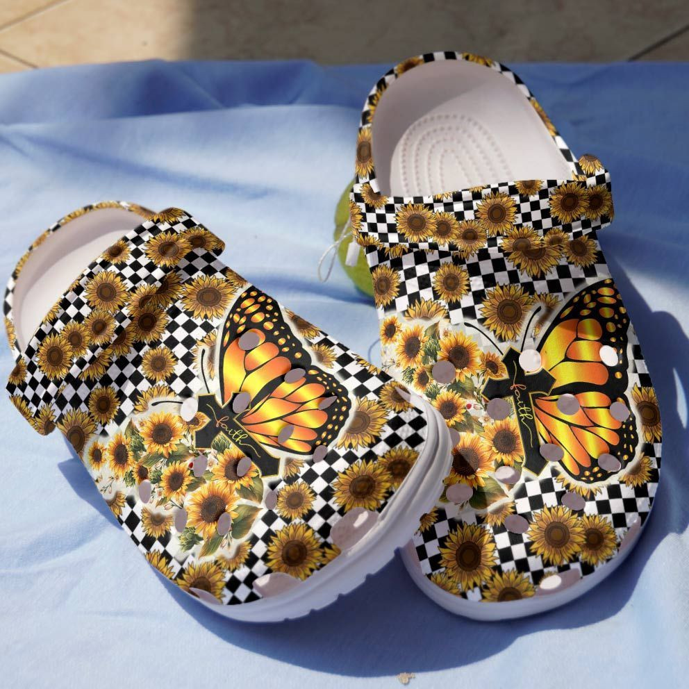 Butterfly Crocs Whitesole Monarch Butterfly Sunflower Classic, Butterfly Crocs For Men Women And Kids