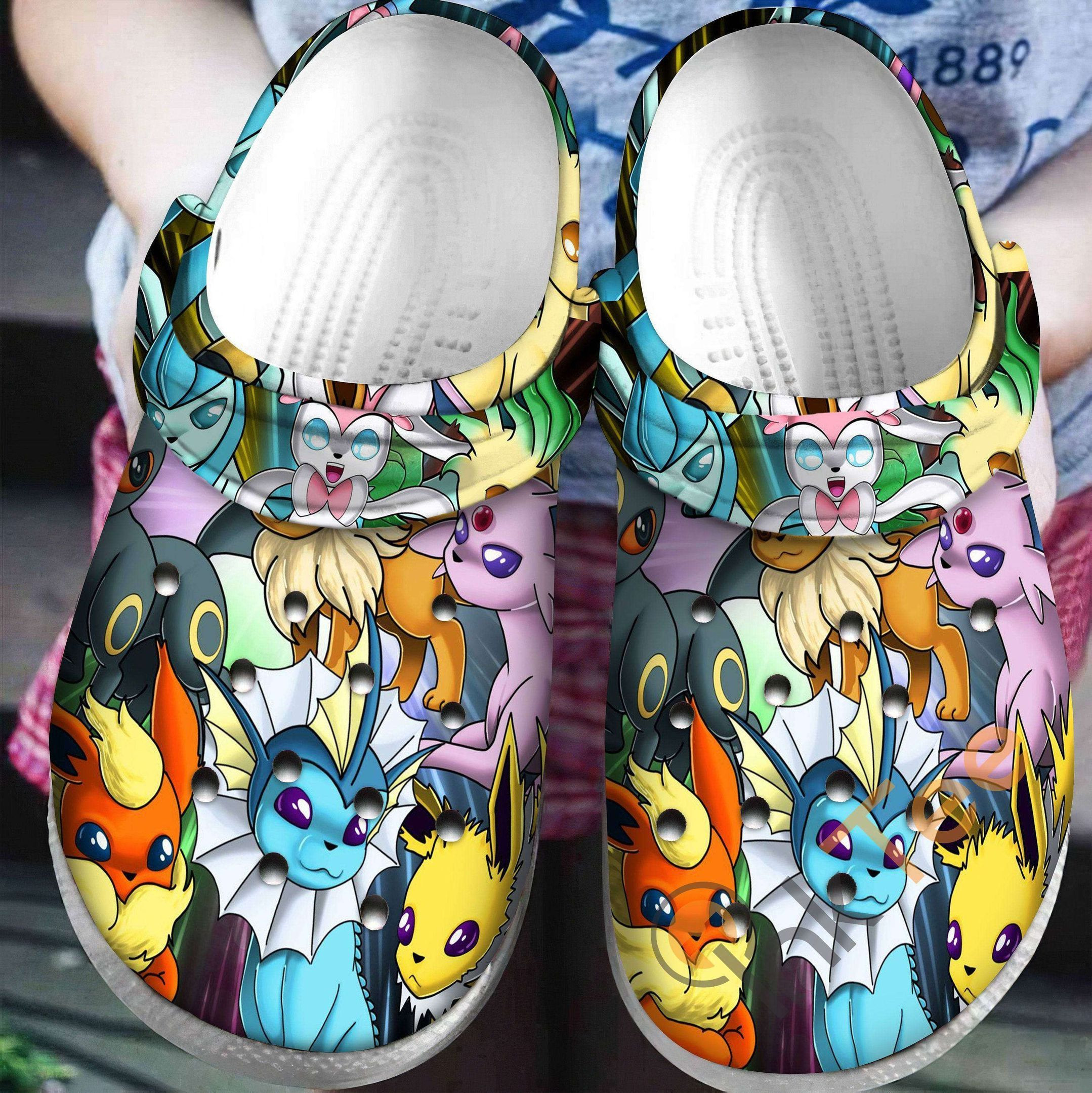 Eevee Collab Pokemon Classic Crocs Style, Eevee Collab Pokemon Crocs For Men Women And Kids