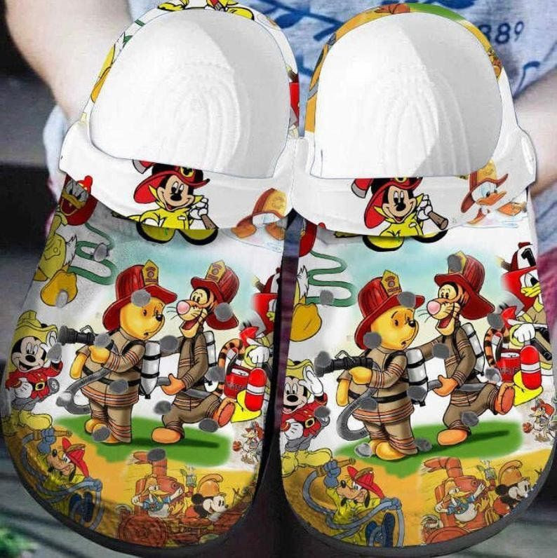 Winnie The Pooh Firefighter Classic Crocs Style, Winnie The Pooh Crocs For Men Women And Kids