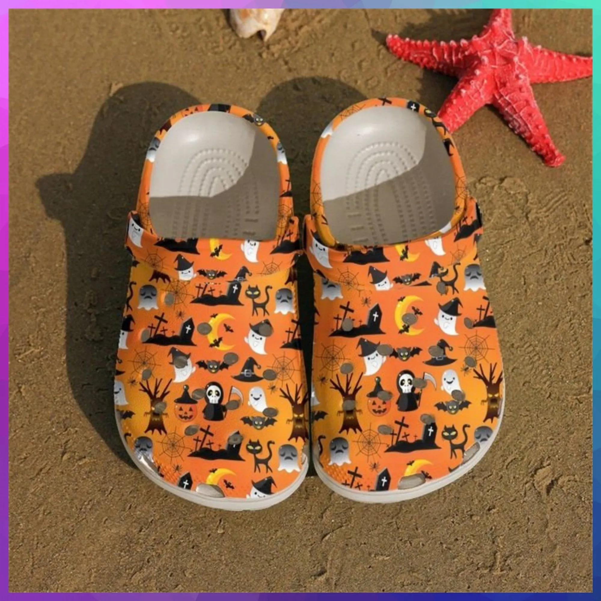 Halloween Seamless Pattern Classic Crocs Style, Halloween Seamless Pattern Crocs For Men Women And Kids
