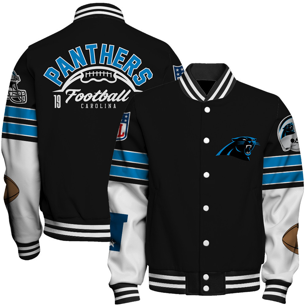 Carolina Panthers National Football League Feel The Power Baseball Varsity Jacket