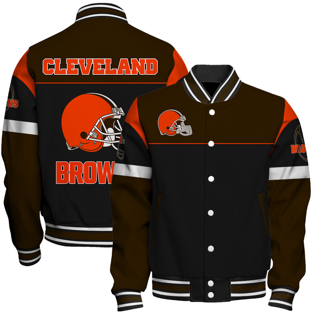 Cleveland Browns National Football League Feel The Power Baseball Varsity Jacket