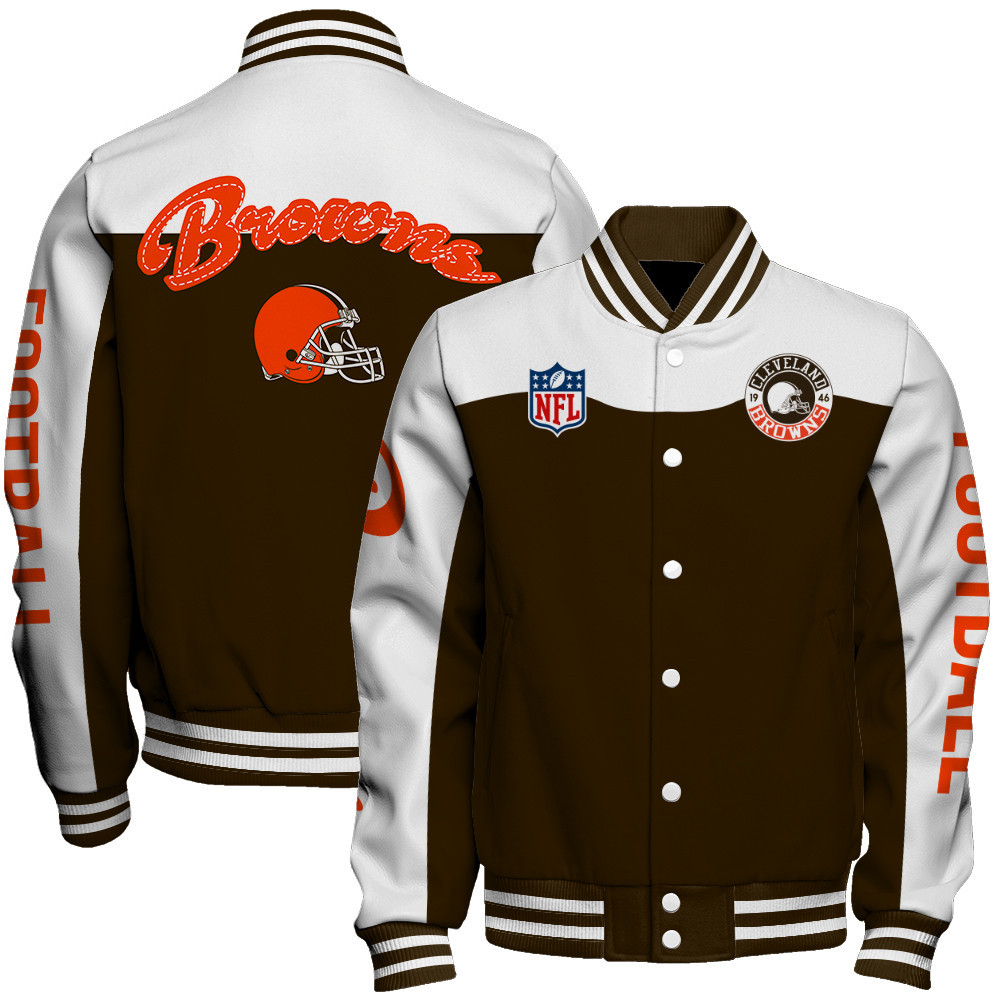 Cleveland Browns National Football League Face Any Weather Baseball Varsity Jacket