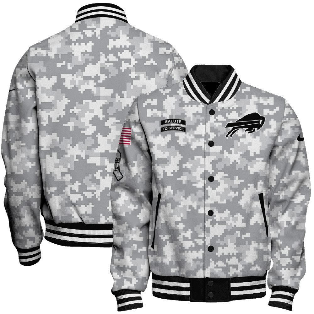 Buffalo Bills National Football League Arctic Camo Baseball Varsity Jacket