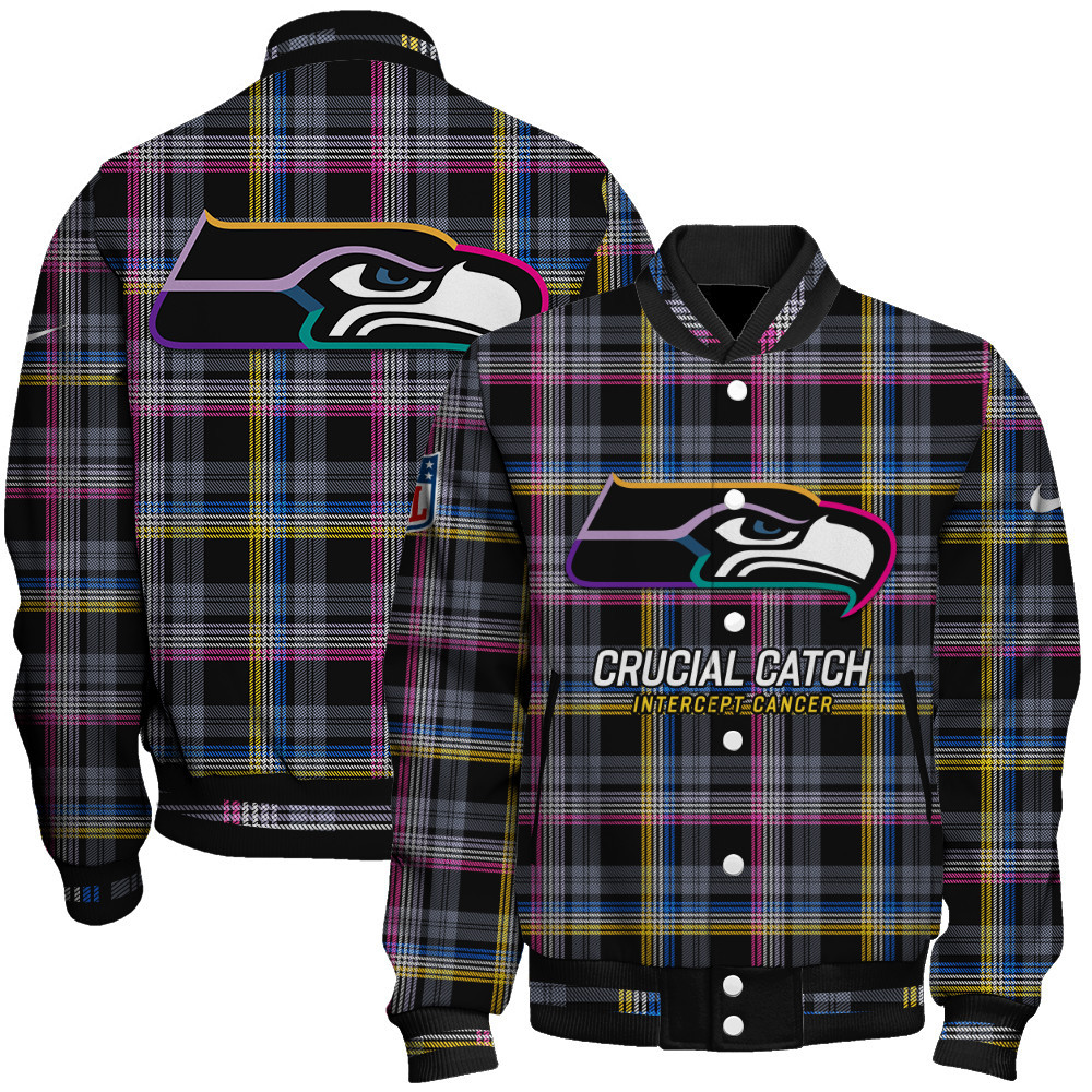 Seattle Seahawks National Football League Crucial Catch Baseball Varsity Jacket