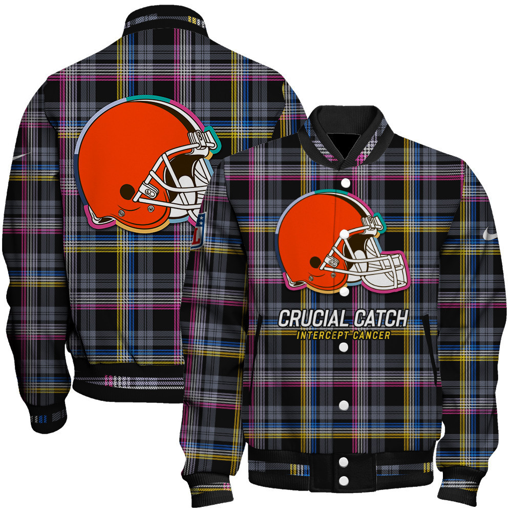 Cleveland Browns National Football League Crucial Catch Baseball Varsity Jacket