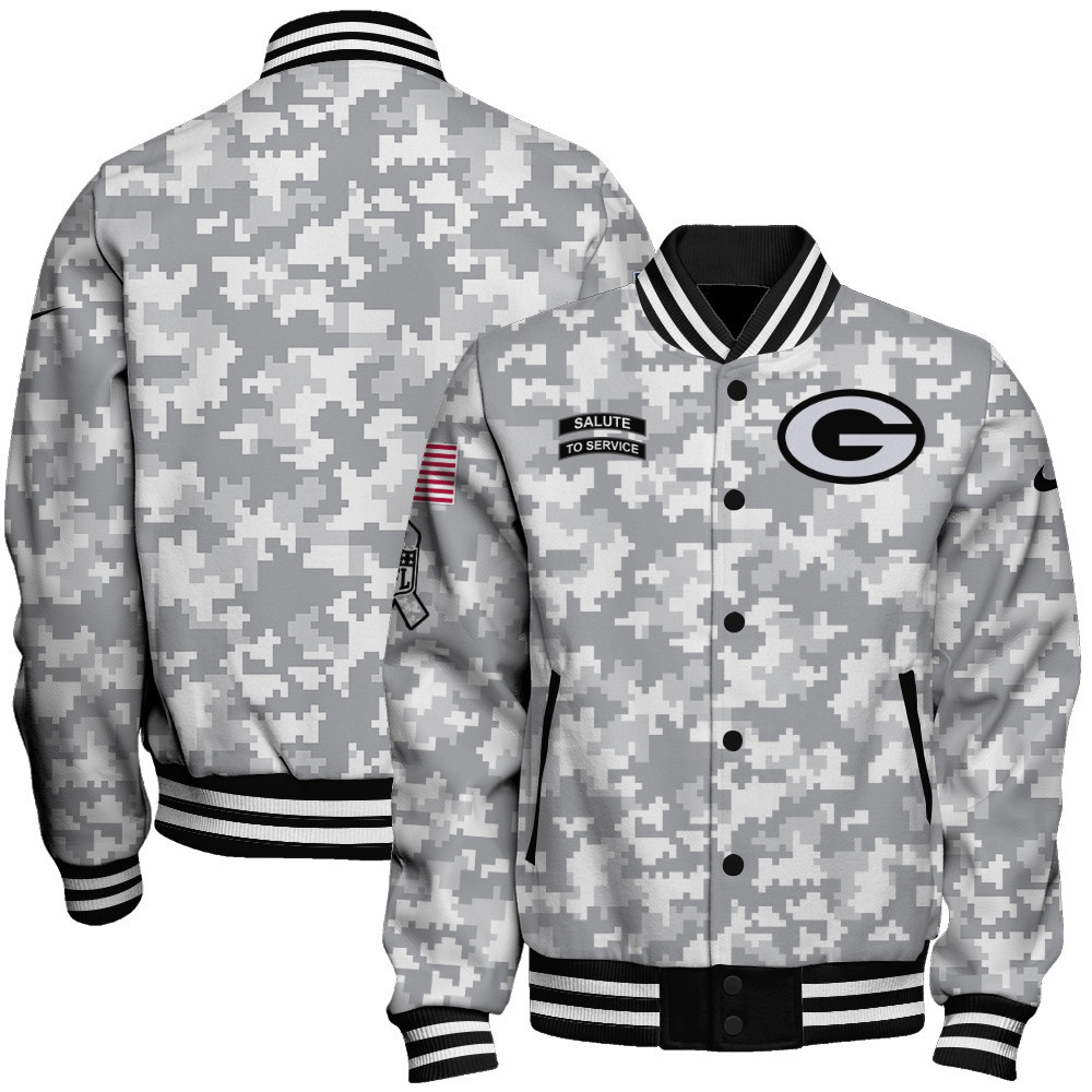 Green Bay Packers National Football League Arctic Camo Baseball Varsity Jacket