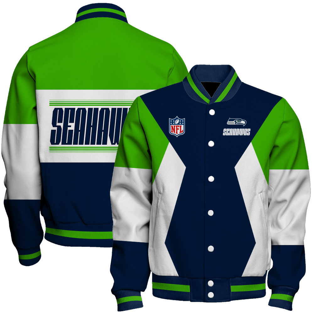 Seattle Seahawks National Football League Unique Design Baseball Varsity Jacket