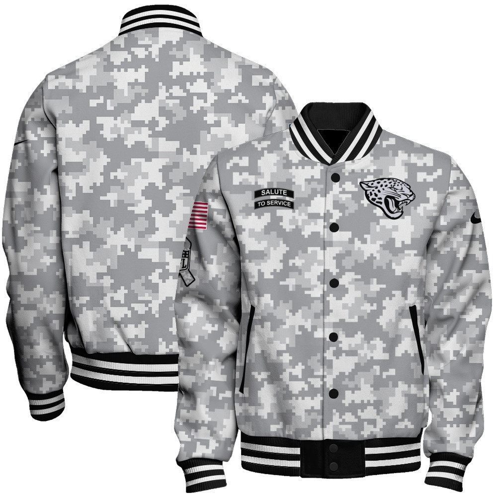 Jacksonville Jaguars National Football League Arctic Camo Baseball Varsity Jacket