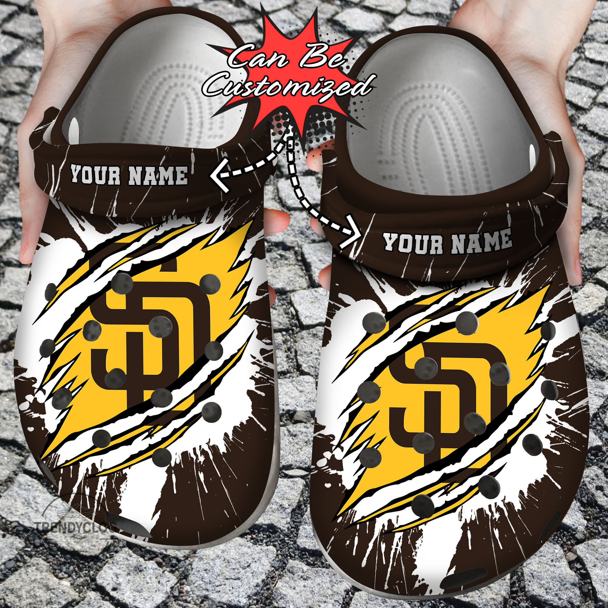Personalized Ripped Baseball Team Crocs Clog Custom Name Shoes