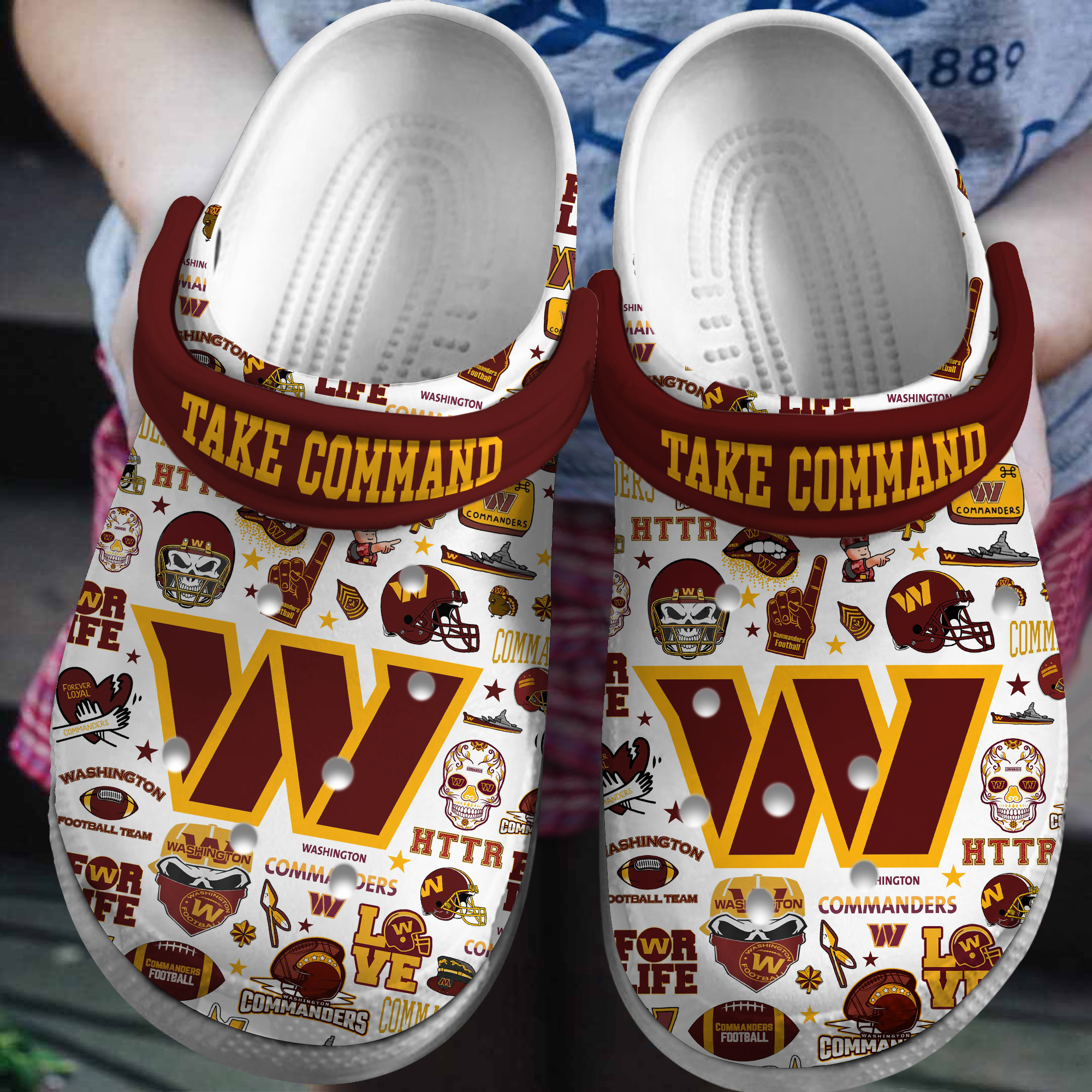 Washington Commanders Nfl Sport Crocs, Washington Commanders Comfortable For Men Women And Kids 85
