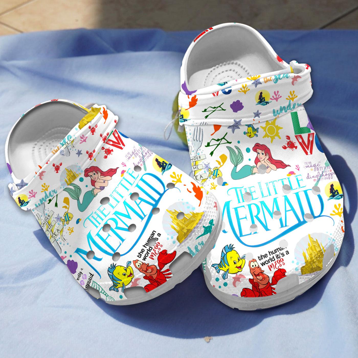 The Little Mermaid Cartoon Crocs, The Little Mermaid Comfortable For Men Women And Kids 9