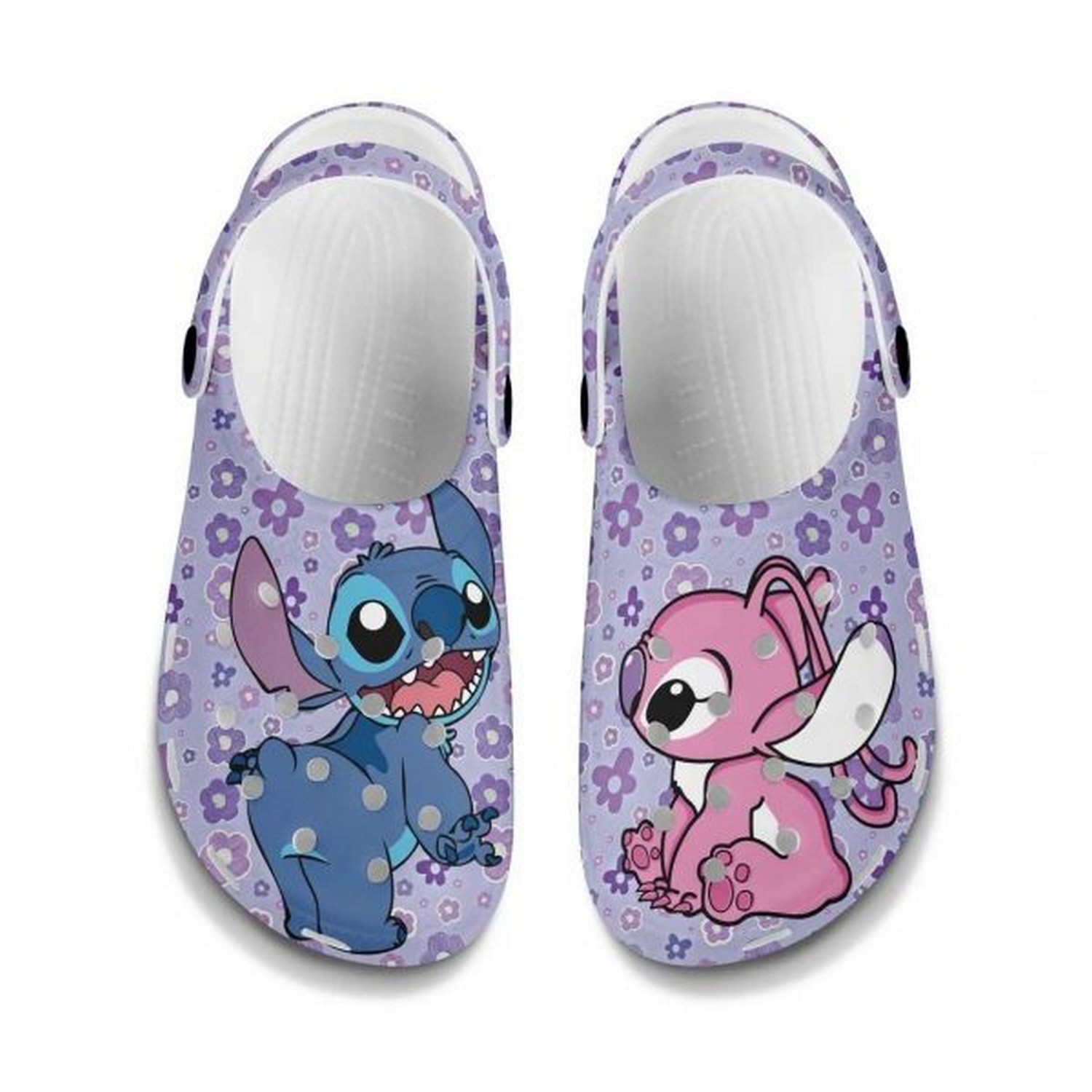 Stitch And Angel Cartoon Crocs, Stitch And Angel Comfortable For Men Women And Kids 5