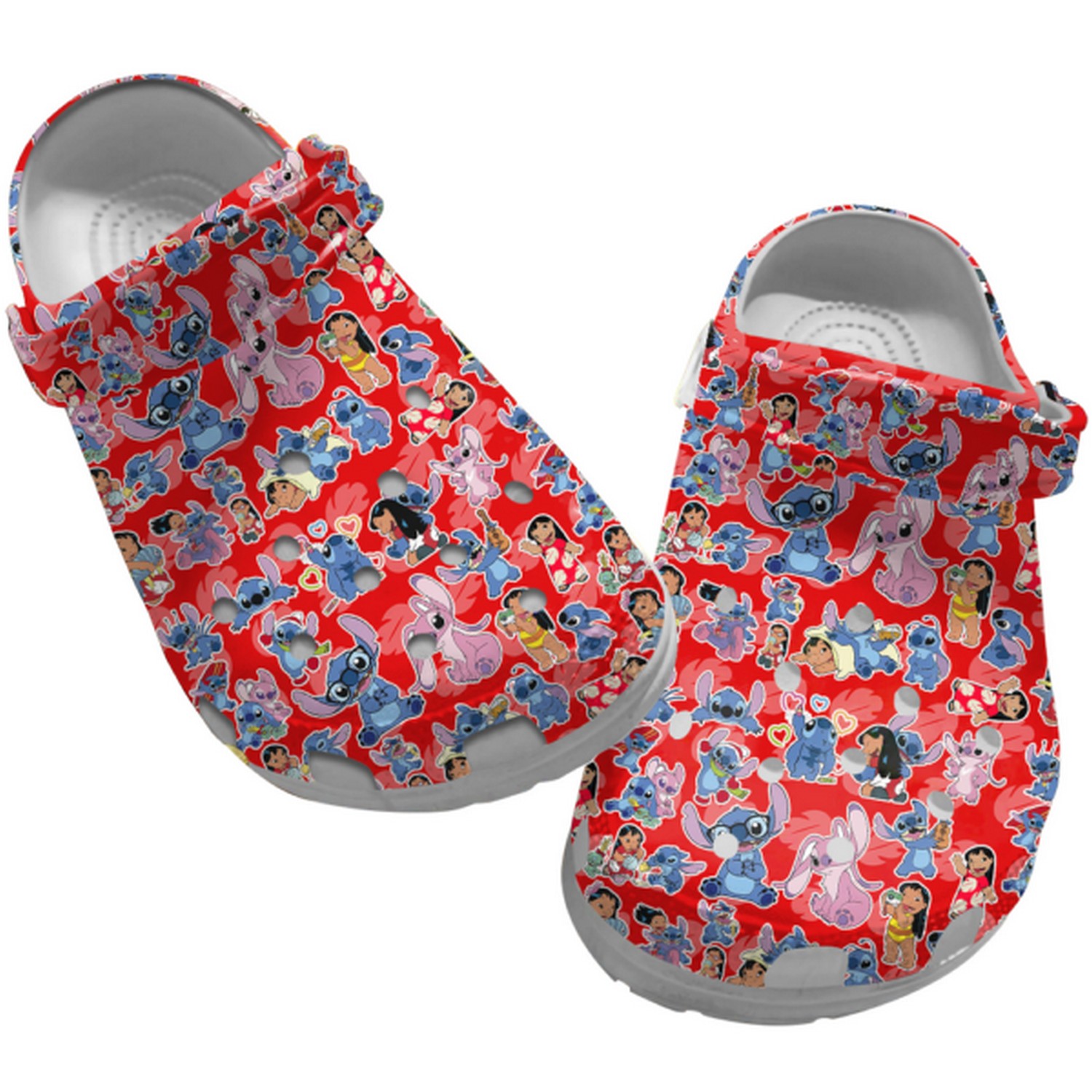 Stitch And Angel Cartoon Crocs, Stitch And Angel Comfortable For Men Women And Kids 6