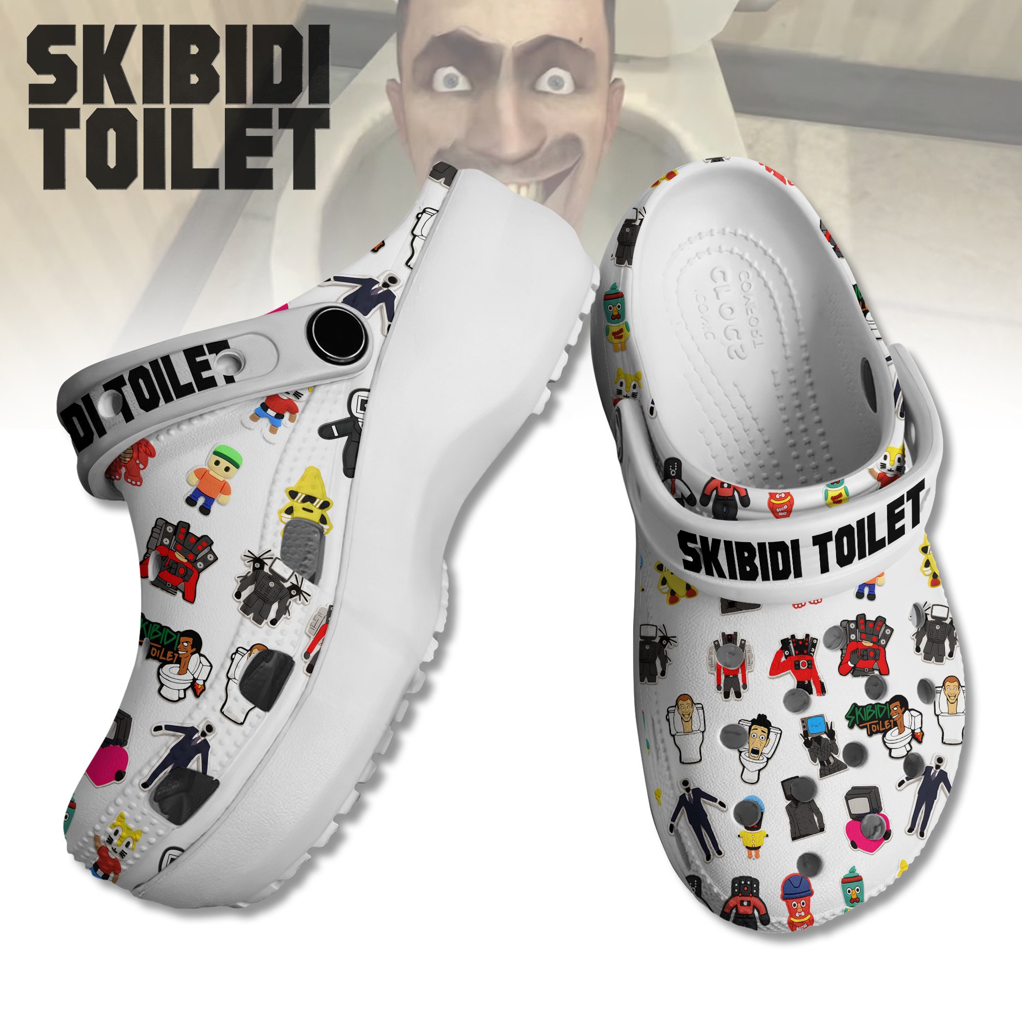 Skibidi Toilet Cartoon Crocs, Skibidi Toilet Comfortable For Men Women And Kids