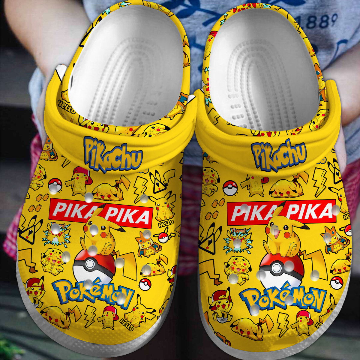 Pikachu Pokemon Anime Cartoon Crocs, Pikachu Pokemon Comfortable For Men Women And Kids 26
