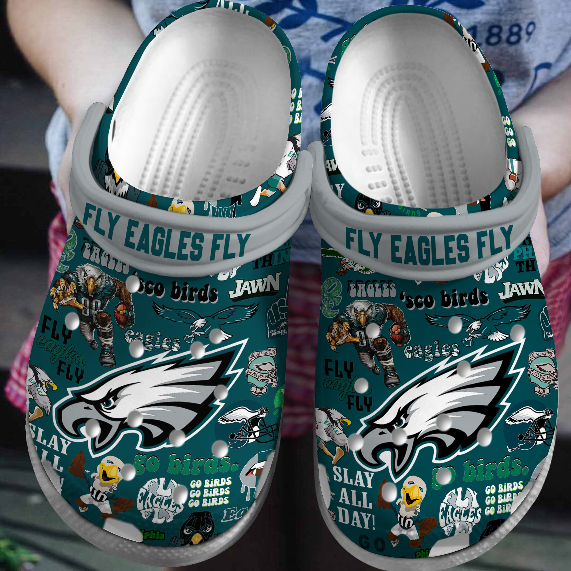 Philadelphia Eagles Nfl Sport Crocs, Philadelphia Eagles Comfortable For Men Women And Kids 85
