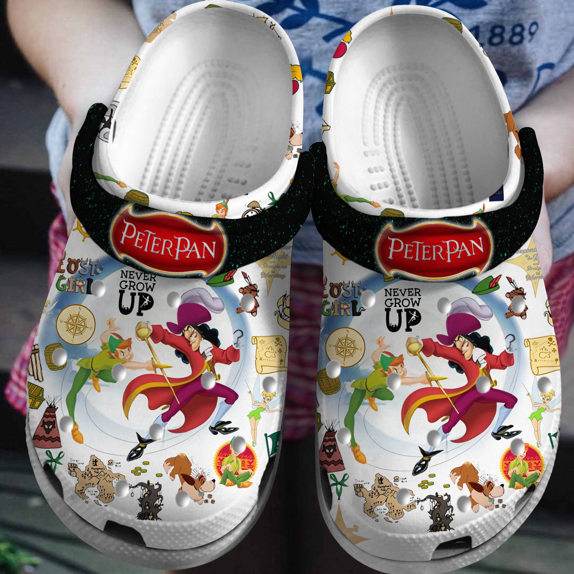 Peter Pan Cartoon Crocs, Peter Pan Comfortable For Men Women And Kids 7