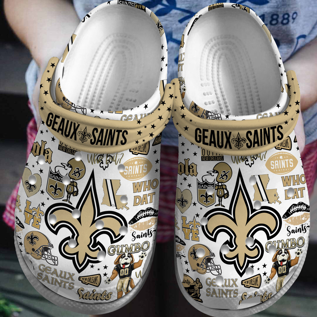 New Orleans Saints Nfl Sport Crocs, New Orleans Saints Comfortable For Men Women And Kids 85