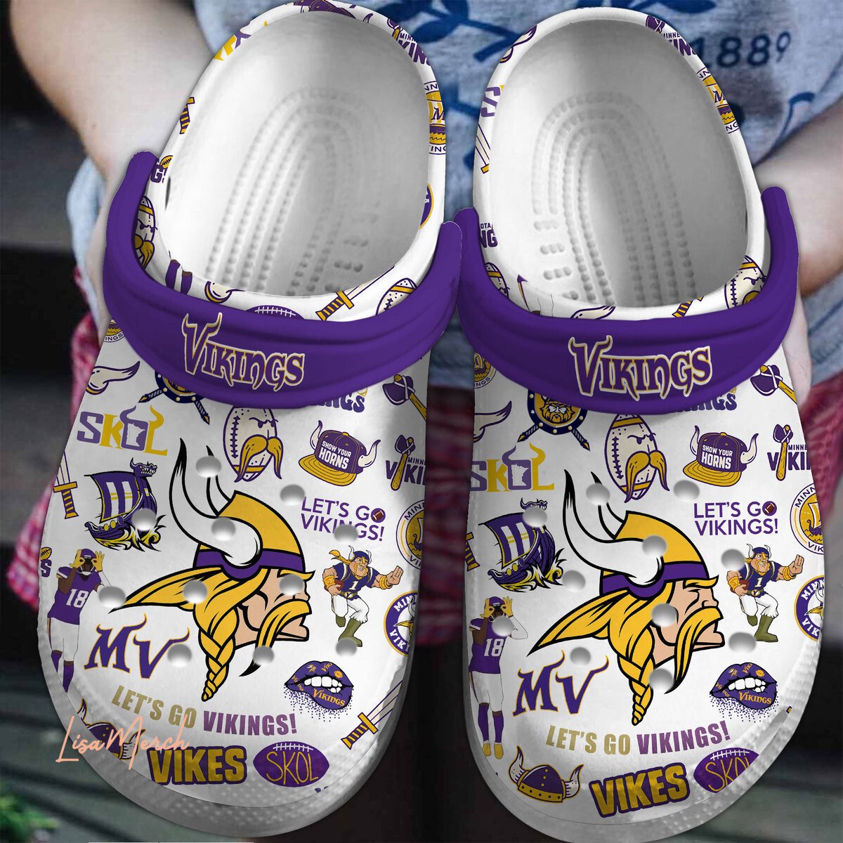 Minnesota Vikings Nfl Sport Crocs, Minnesota Vikings Comfortable For Men Women And Kids 35