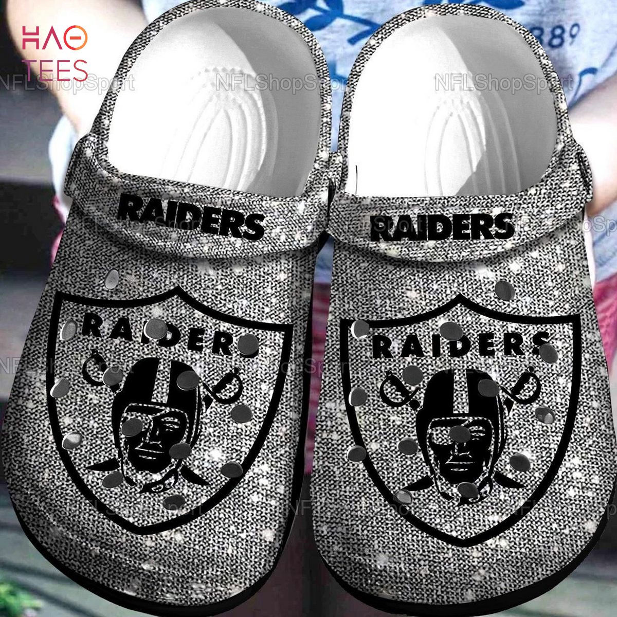 Las Vegas Raiders Nfl Sport Crocs, Las Vegas Raiders Comfortable For Men Women And Kids 98