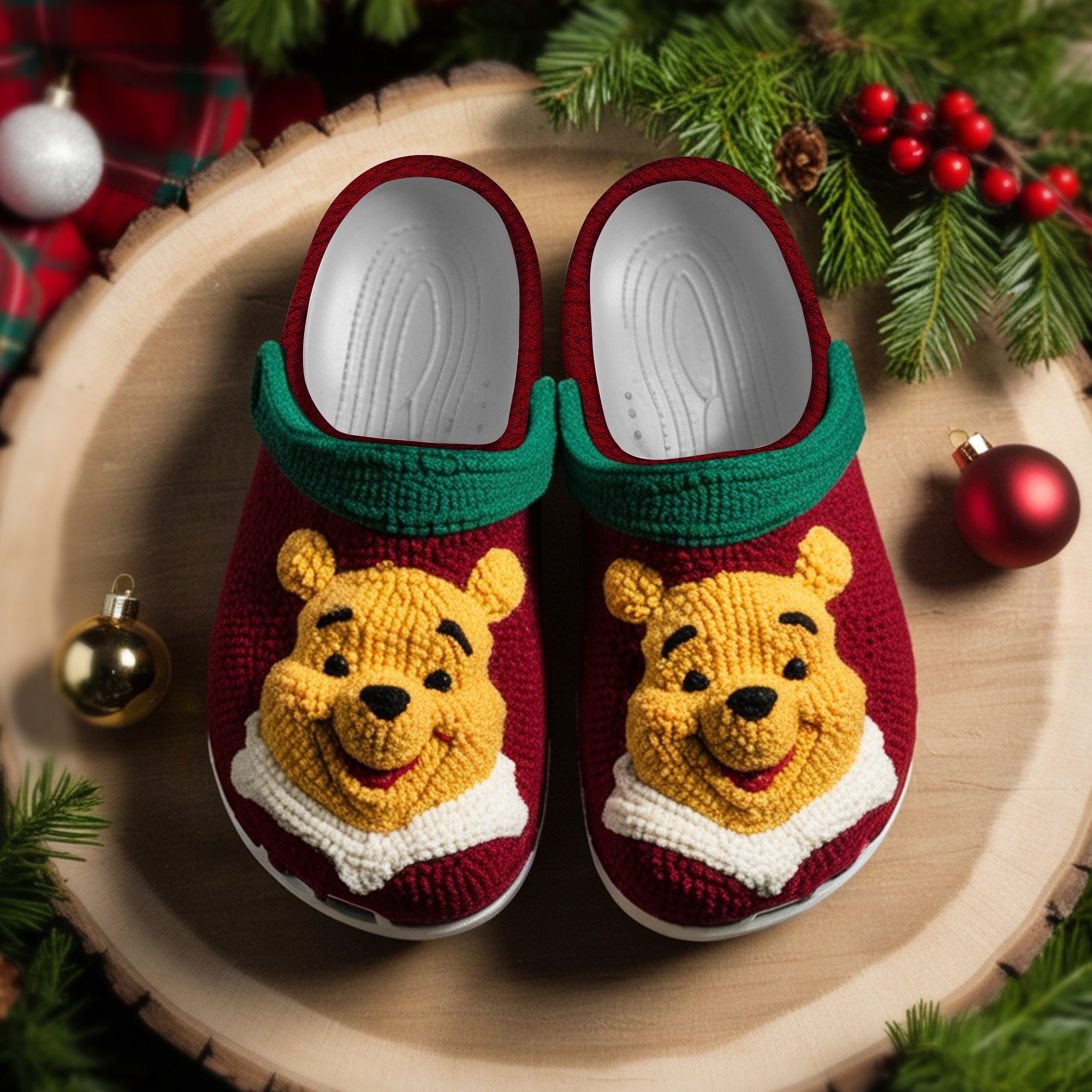 Knit Effect Winnie The Pooh Cartoon Crocs, Knit Effect Winnie Comfortable For Men Women And Kids 25