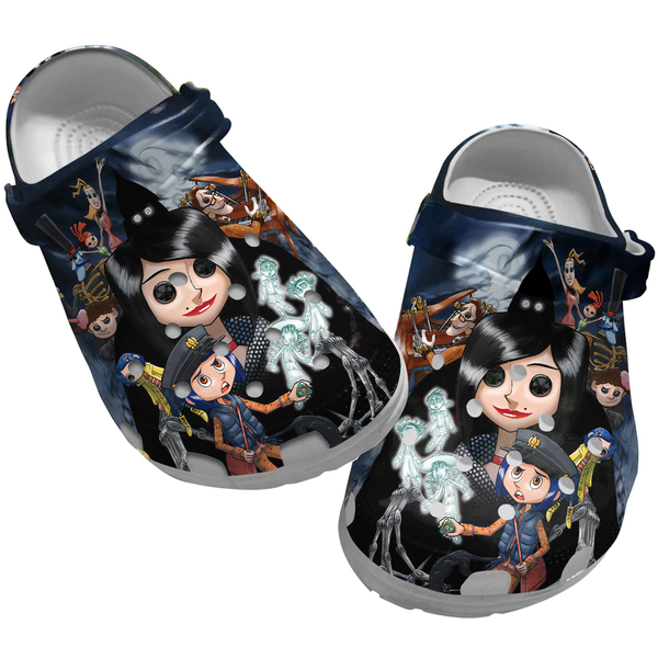 Coraline Cartoon Crocs, Coraline Comfortable For Men Women And Kids 39