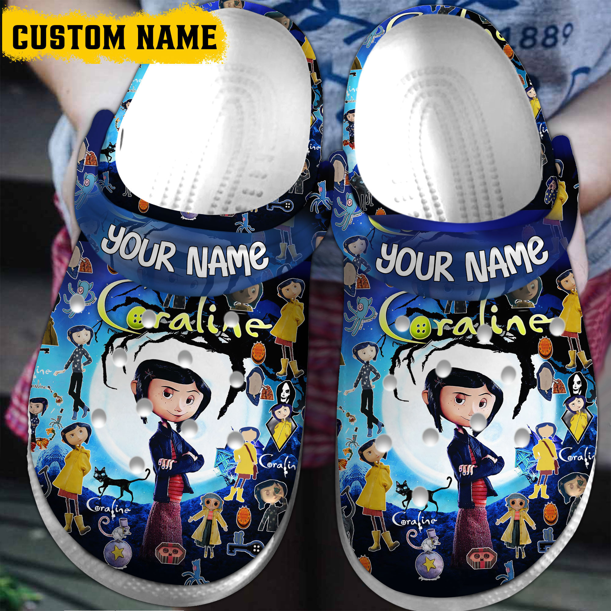 Coraline Cartoon Crocs, Coraline Comfortable For Men Women And Kids 48