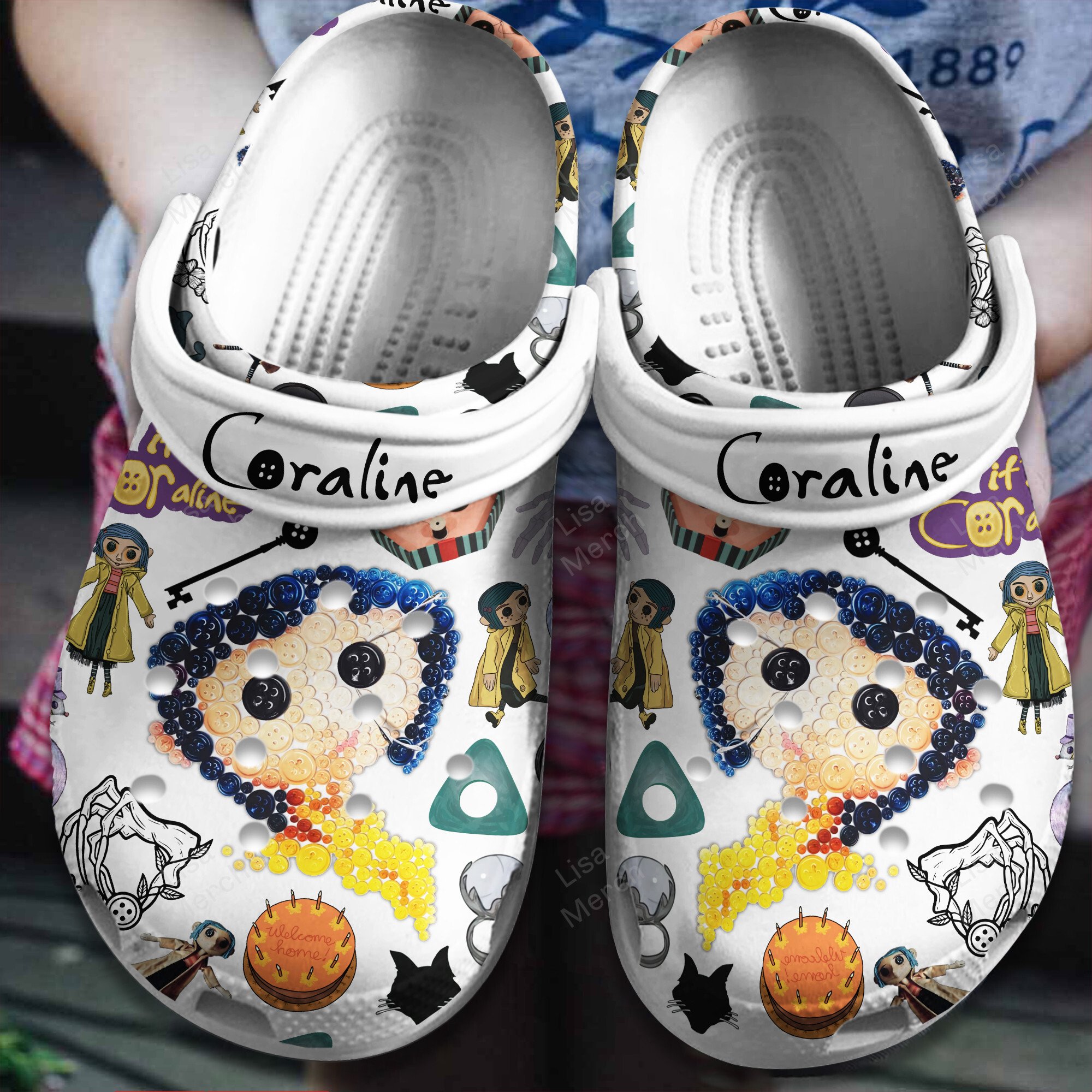 Coraline Cartoon Crocs, Coraline Comfortable For Men Women And Kids 41