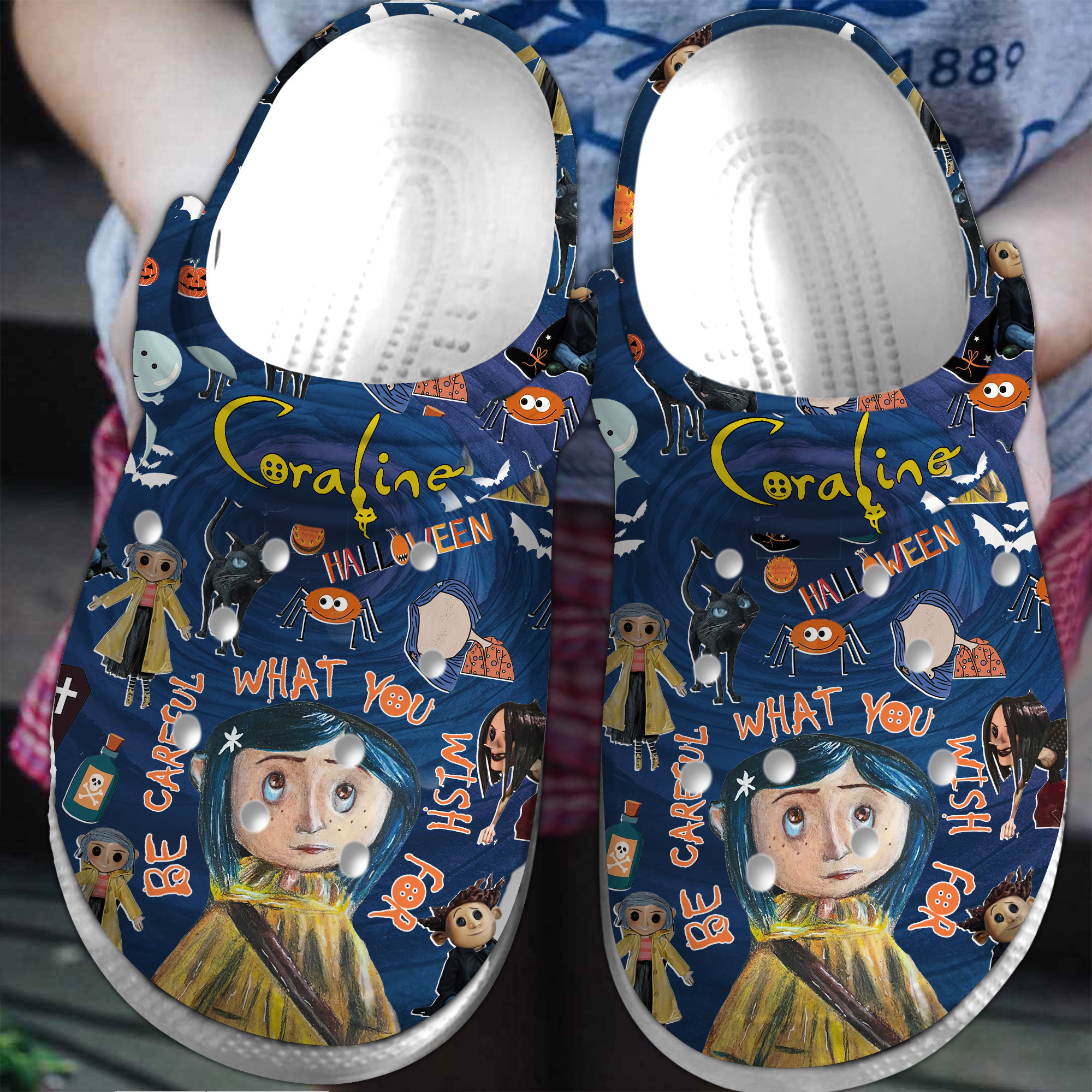 Coraline Cartoon Crocs, Coraline Comfortable For Men Women And Kids 47