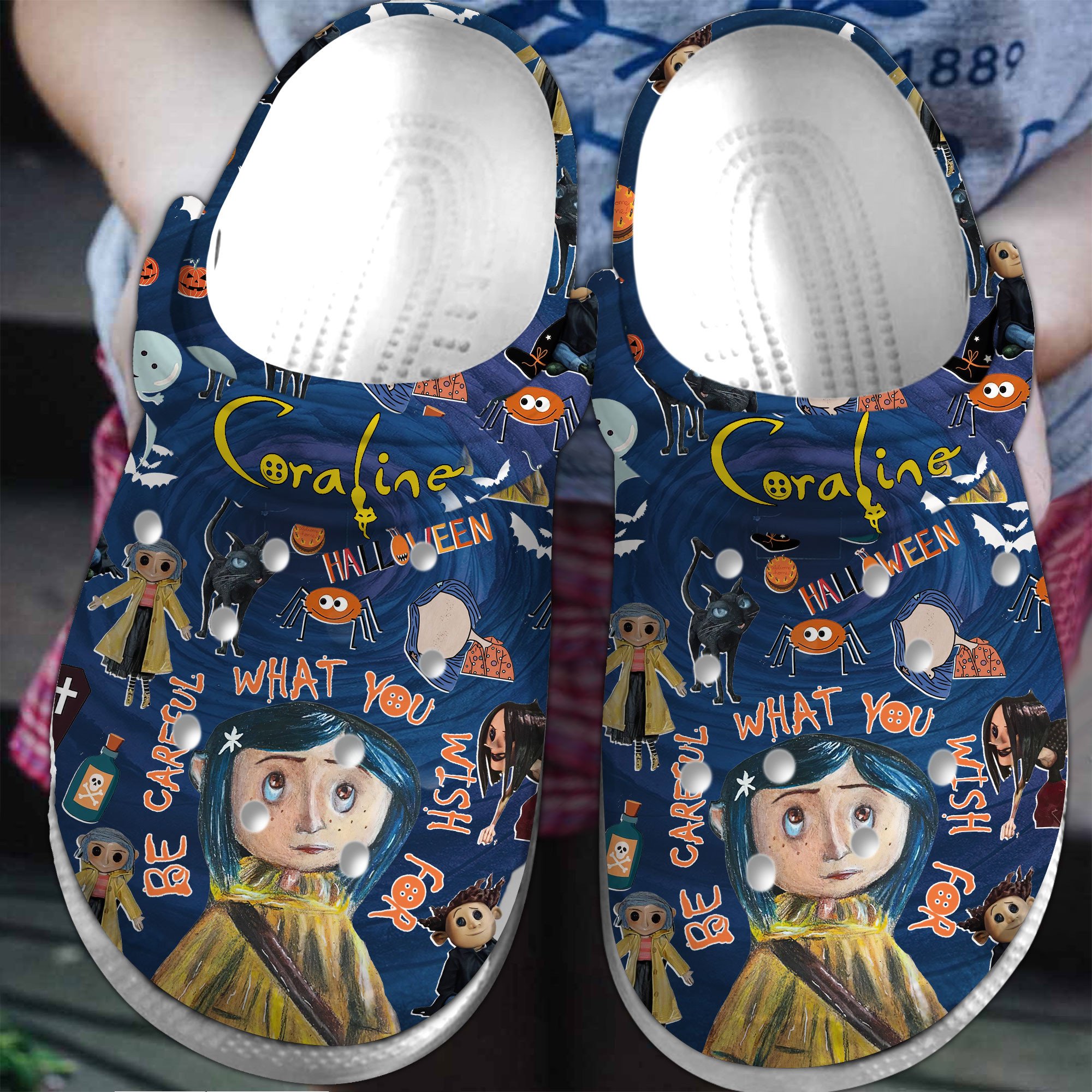 Coraline Cartoon Crocs, Coraline Comfortable For Men Women And Kids 46