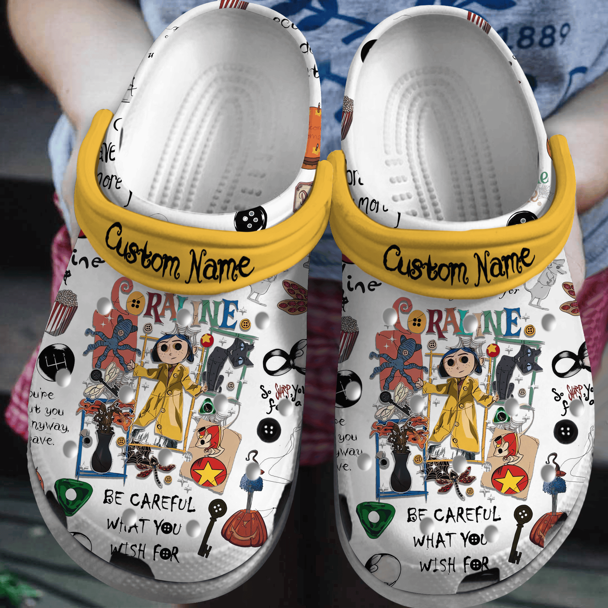 Coraline Cartoon Crocs, Coraline Comfortable For Men Women And Kids 43