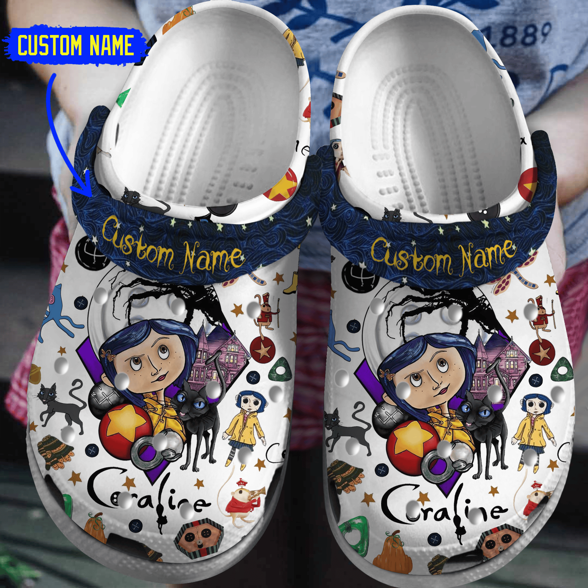 Coraline Cartoon Crocs, Coraline Comfortable For Men Women And Kids 45