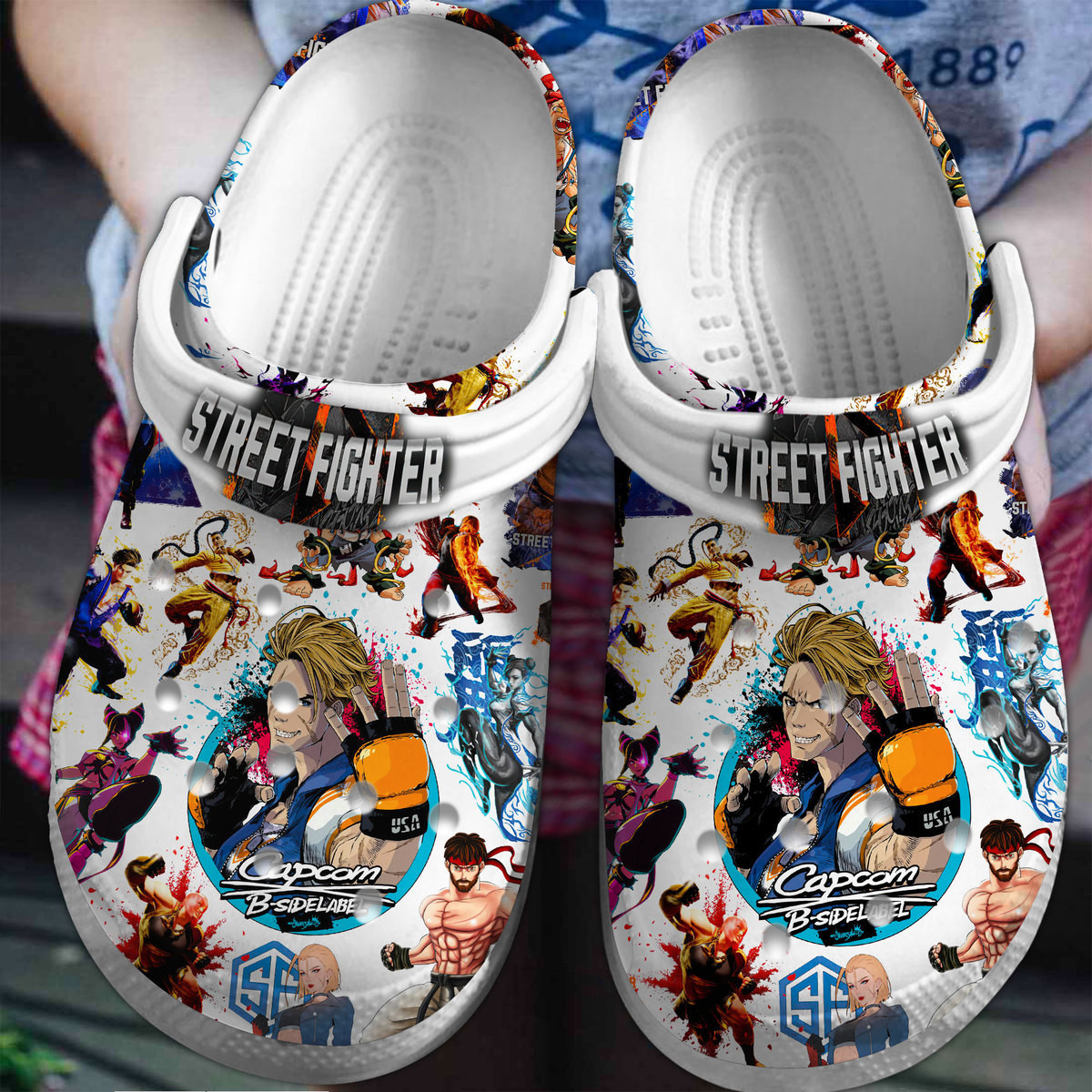 Capcom X B Side Label Street Fighter Cartoon Crocs, Capcom X B Comfortable For Men Women And Kids