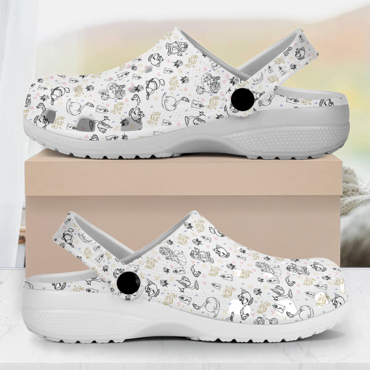 Beauty And The Beast Cartoon Crocs, Beauty And The Beast Comfortable For Men Women And Kids 24