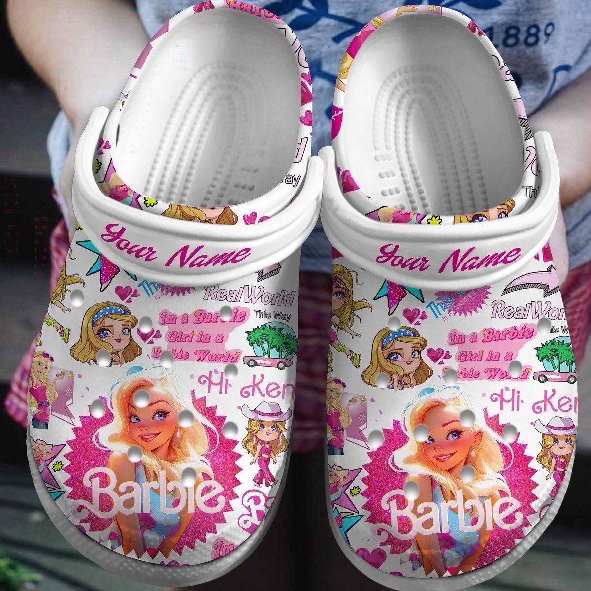 Barbie Cartoon Crocscustom Name, Barbie Comfortable For Men Women And Kids