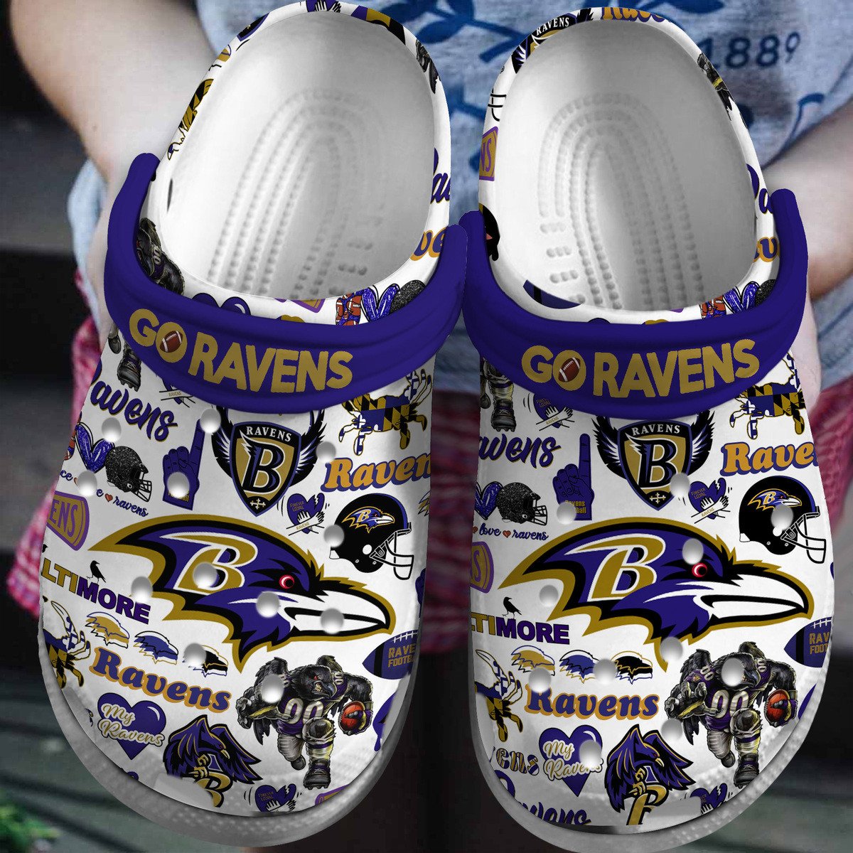 Baltimore Ravens Nfl Sport Crocs, Baltimore Ravens Comfortable For Men Women And Kids 5