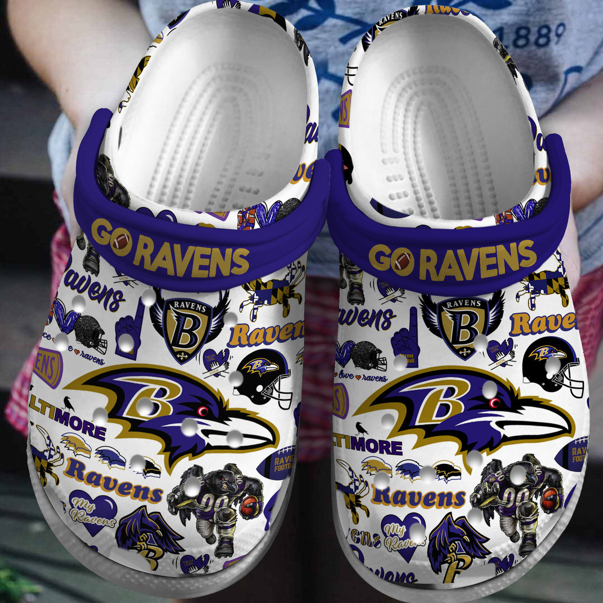 Baltimore Ravens Nfl Sport Crocs, Baltimore Ravens Comfortable For Men Women And Kids 95