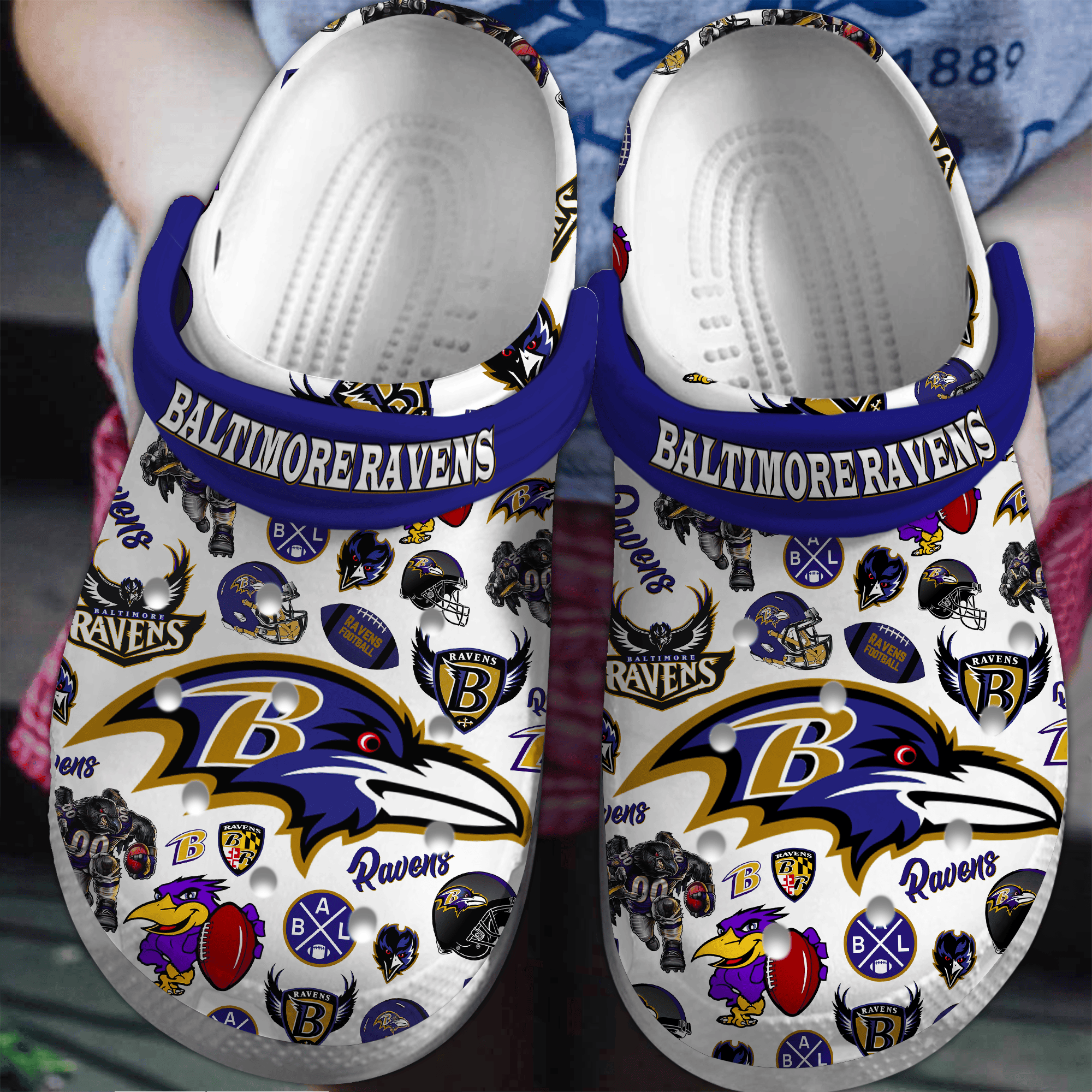 Baltimore Ravens Nfl Sport Crocs, Baltimore Ravens Comfortable For Men Women And Kids 18
