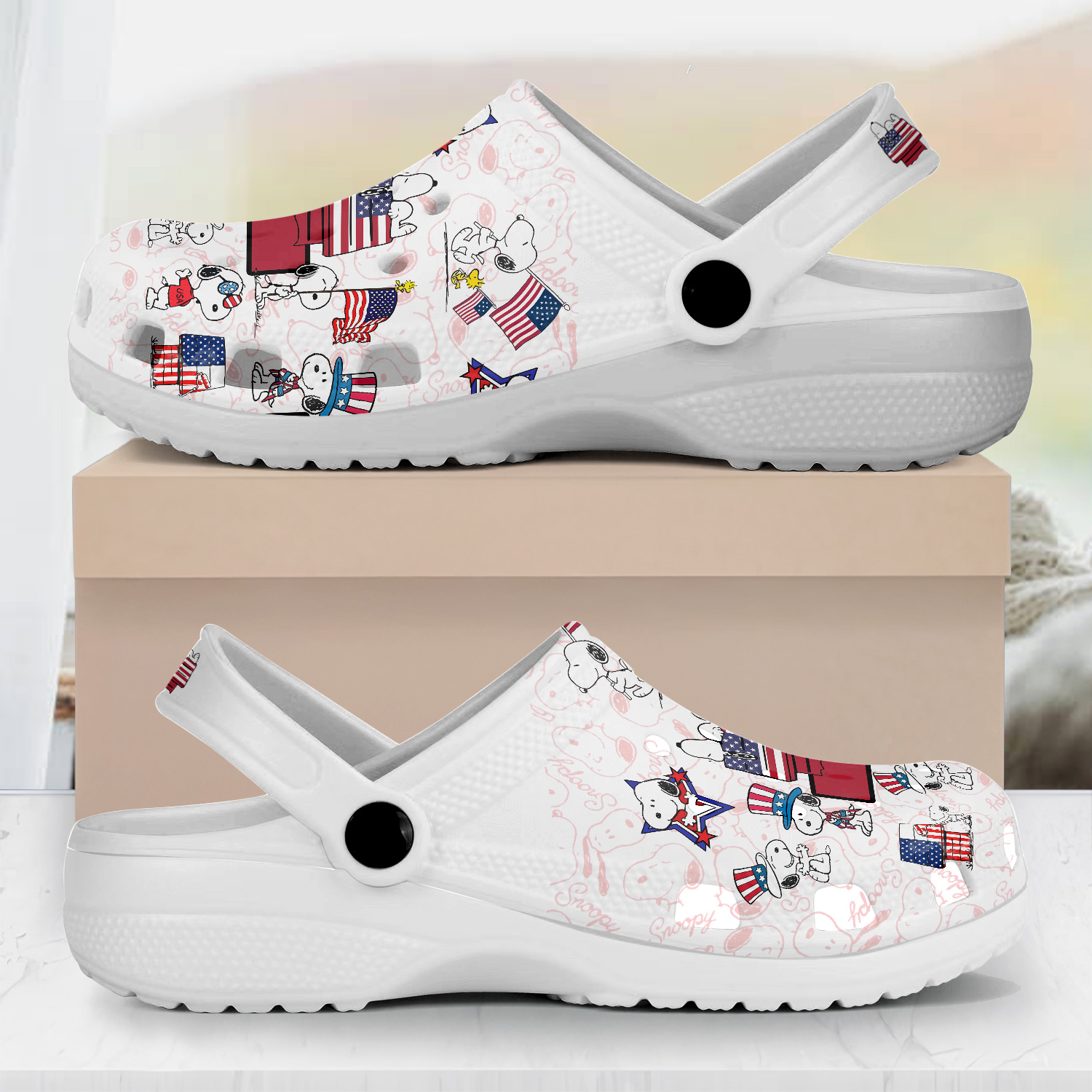 American Snoopy Cartoon Crocs, American Snoopy Comfortable For Men Women And Kids 26