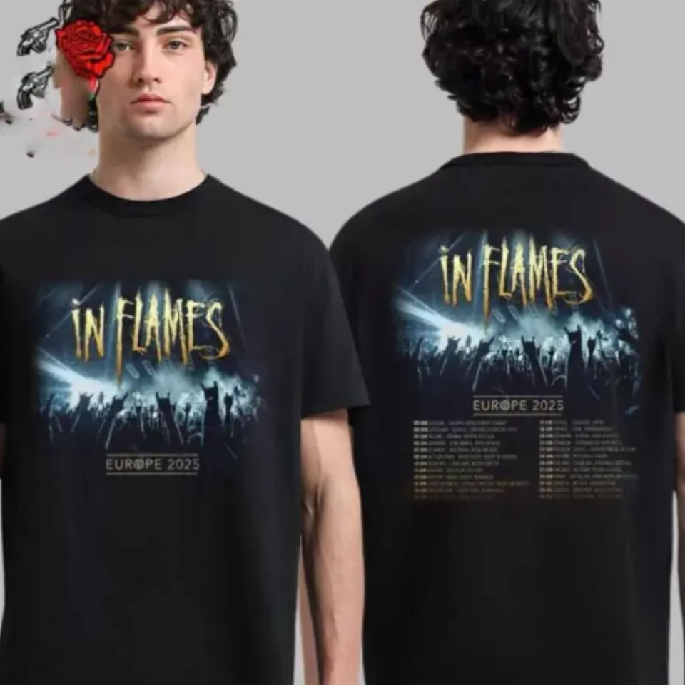 In Flames Europe Tour 2025 Tour Date List Two Sides Unisex Shirt