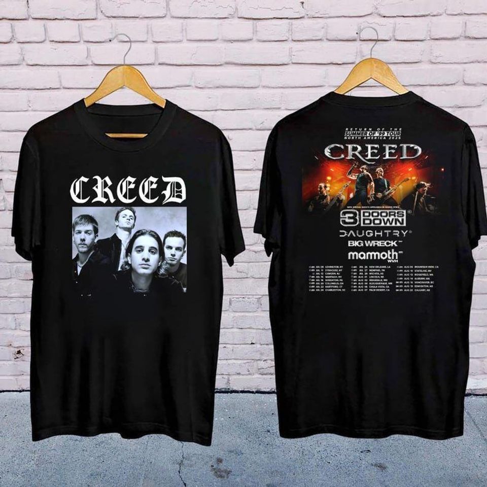 New Rock Band Creed Graphic Shirt, Creed Band 2025 Tour Summer Of 99 Tour Shirt, Creed Band Fan Gift