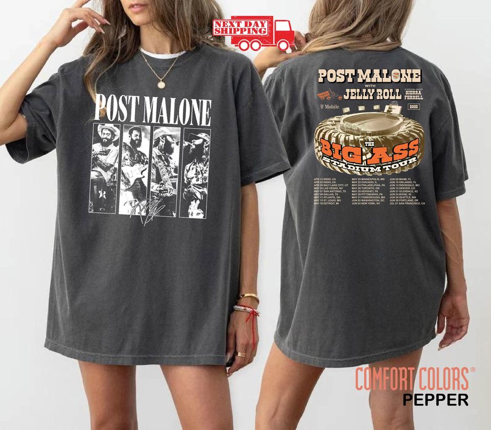 New Comfort Colors, Post Malone Big Ass Tour Shirt, 2025 Concert Dates